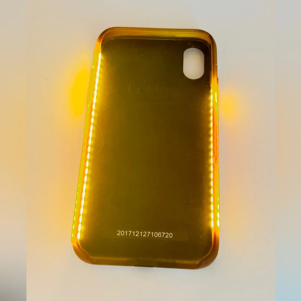 LUMEE Iphone X Lighted Duo Selfie Phone Case White Marble Influencer Cell Light